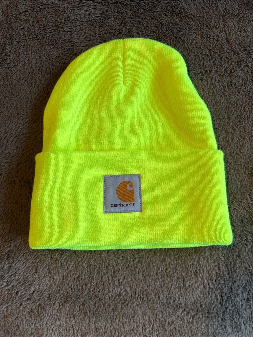 Carhartt Mens Neon Yellow Acrylic Cuffed Beanie
